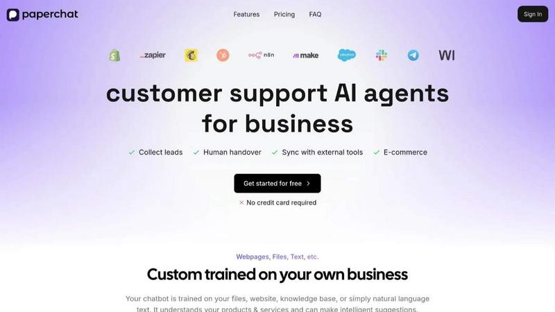 Paperchat - AI customer support screenshot