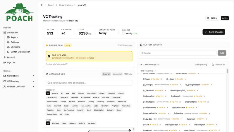 Poach application interface and features