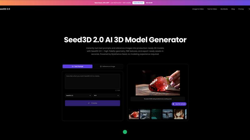 Seed3D 2.0 application interface and features