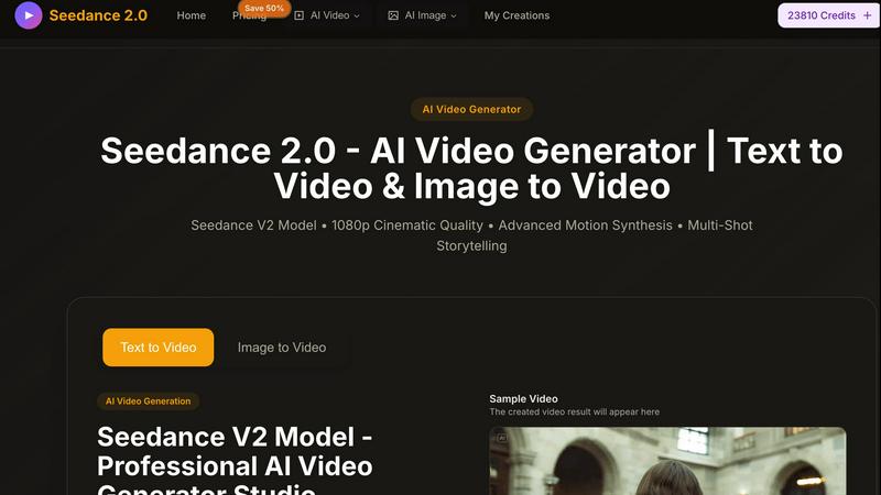 Seedance 2.0 application interface and features