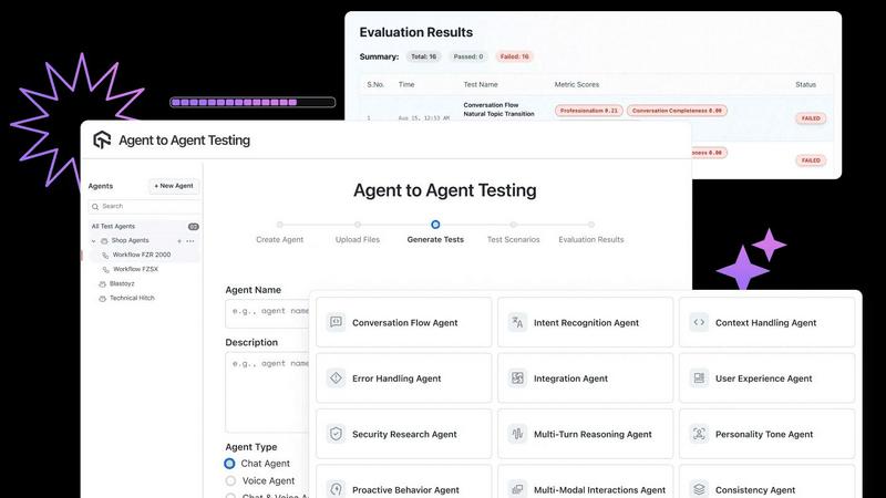 Agent to Agent Testing Platform application interface and features