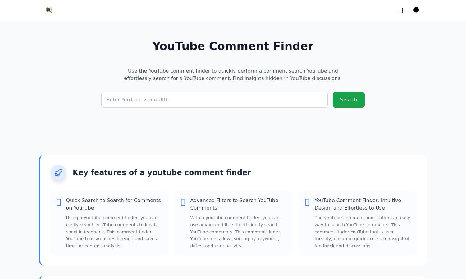YouTube Comment Finder Website