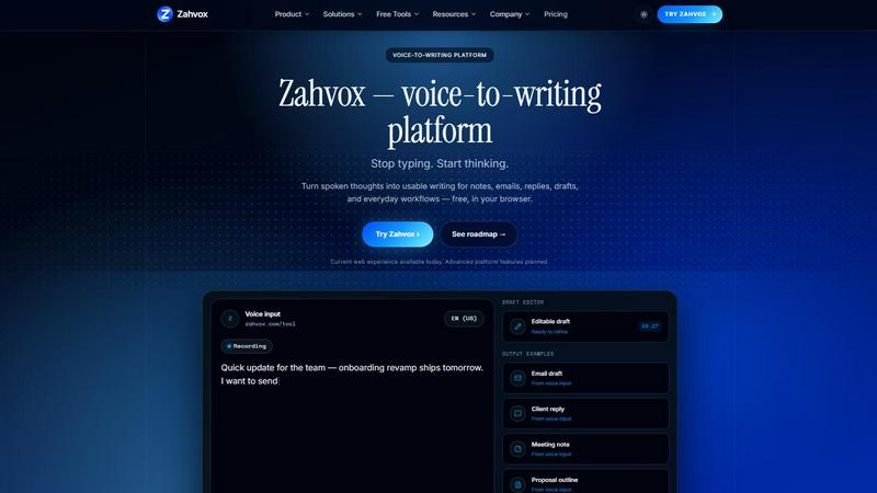 Zahvox screenshot