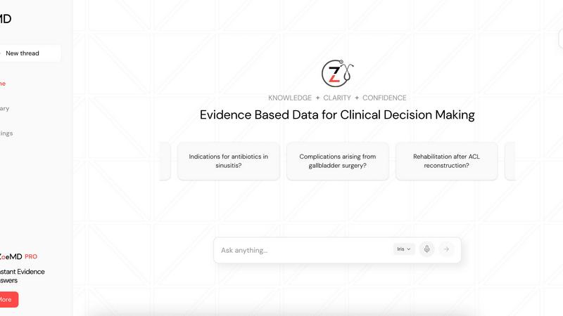 ZoeMD application interface and features