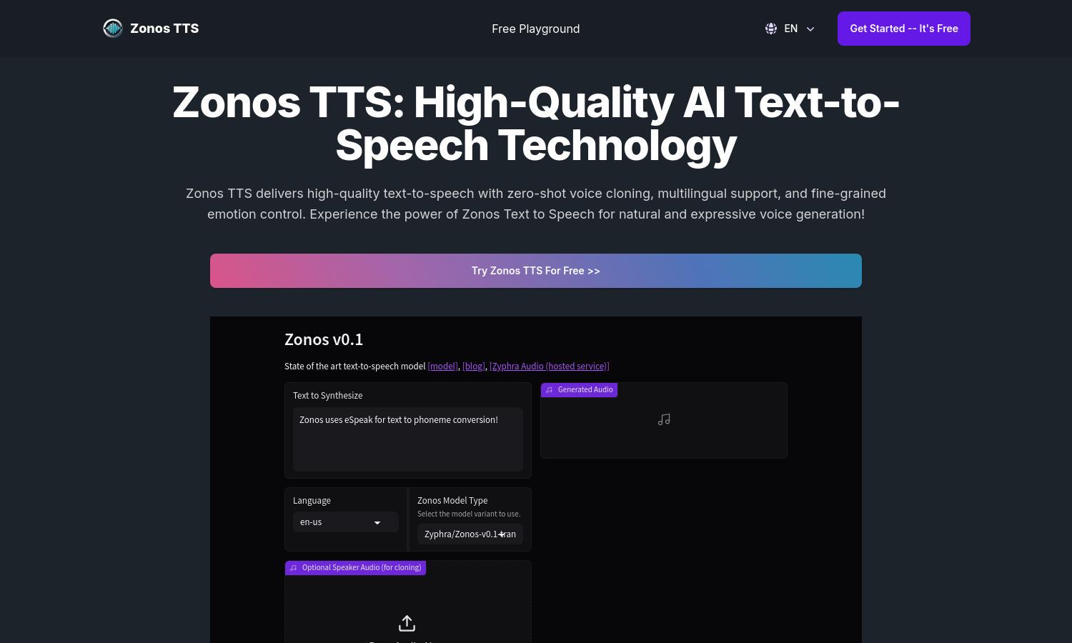 Zonos TTS Website