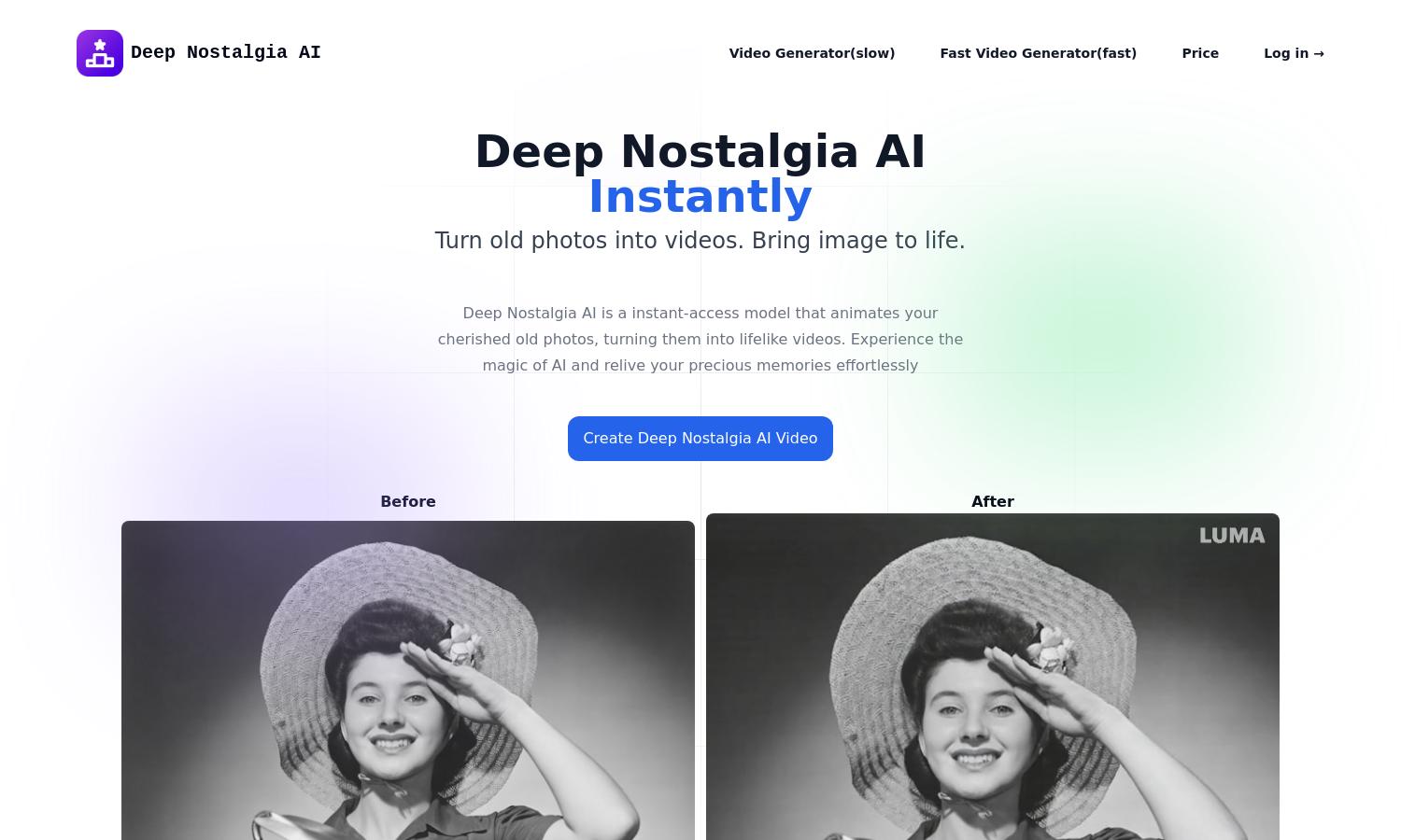 Deep Nostalgia AI Website