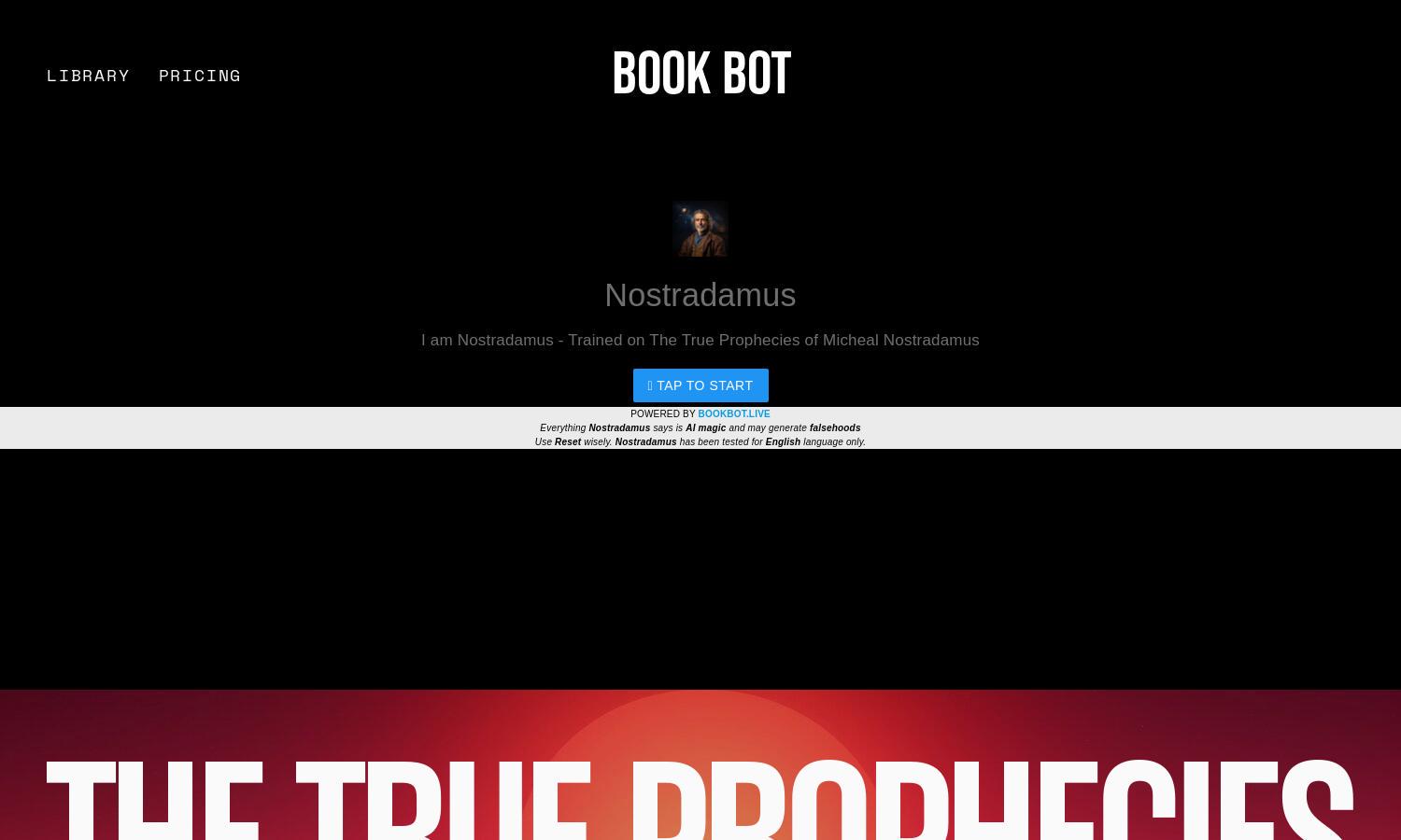 AI Nostradamus — Book Bot Website