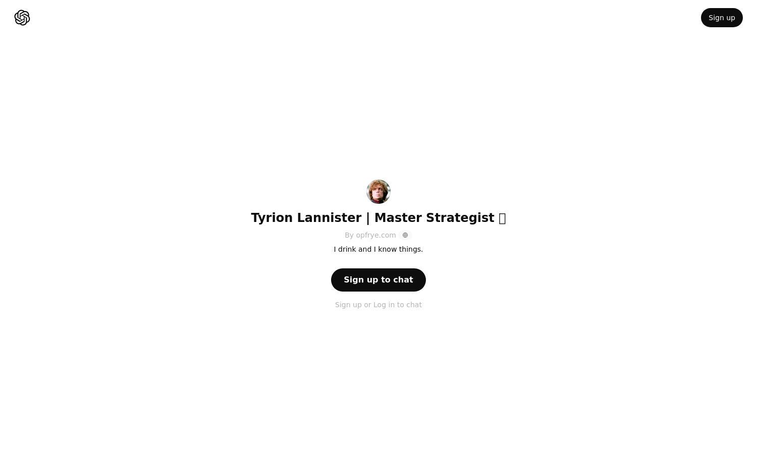 ChatGPT - Tyrion Lannister | Master Strategist 🍷 Website