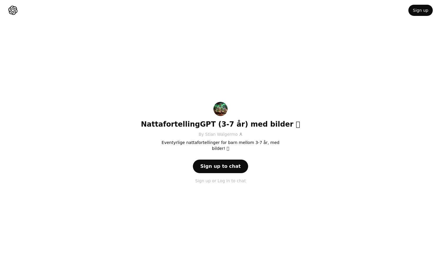 ChatGPT - NattafortellingGPT (3-7 år) med bilder  🪄 Website