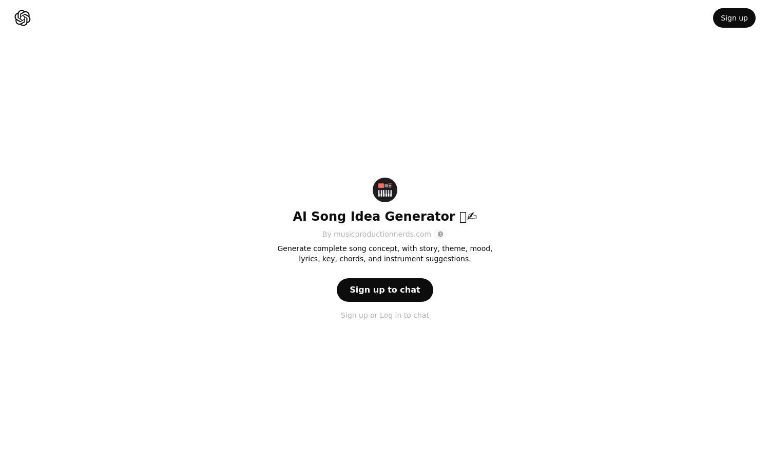 ChatGPT - AI Song Idea Generator 🎵✍️ Website