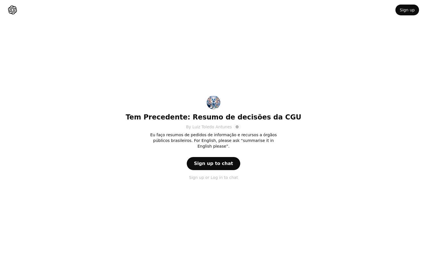 ChatGPT - Tem Precedente: Resumo de decisões da CGU Website