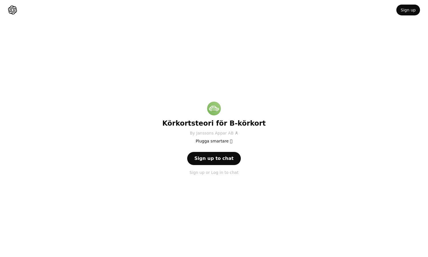 ChatGPT - Körkortsteori för B-körkort Website