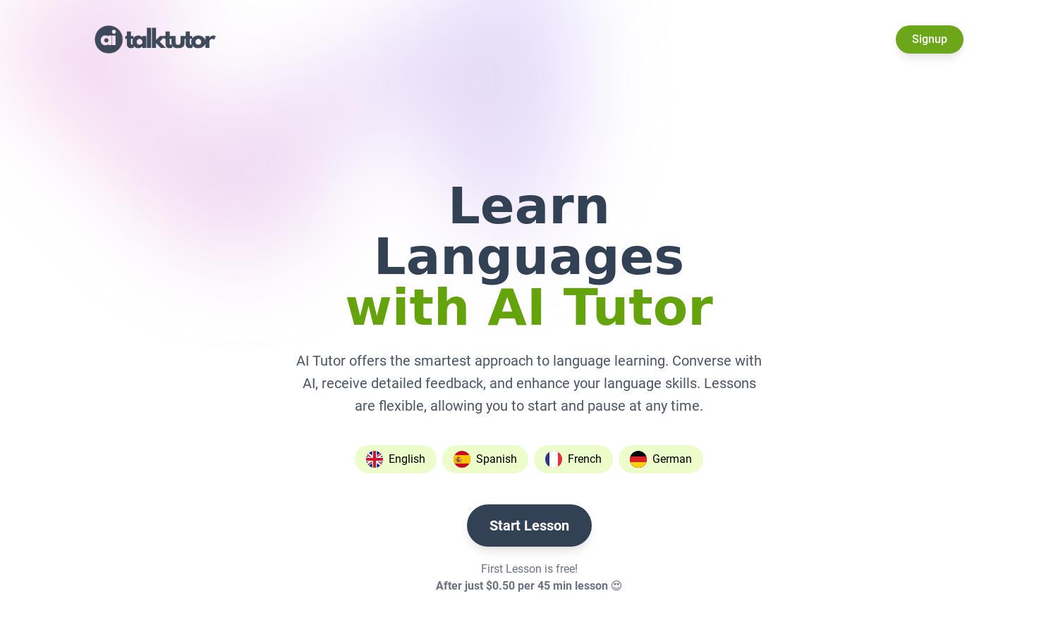 AI Talk Tutor Website