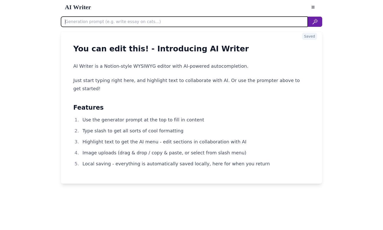 AI Writer Website