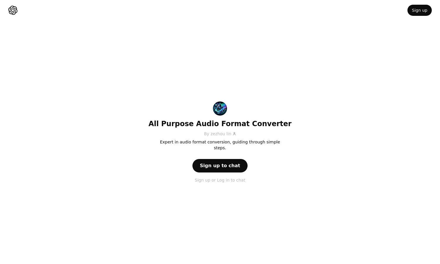 ChatGPT - All Purpose Audio Format Converter Website