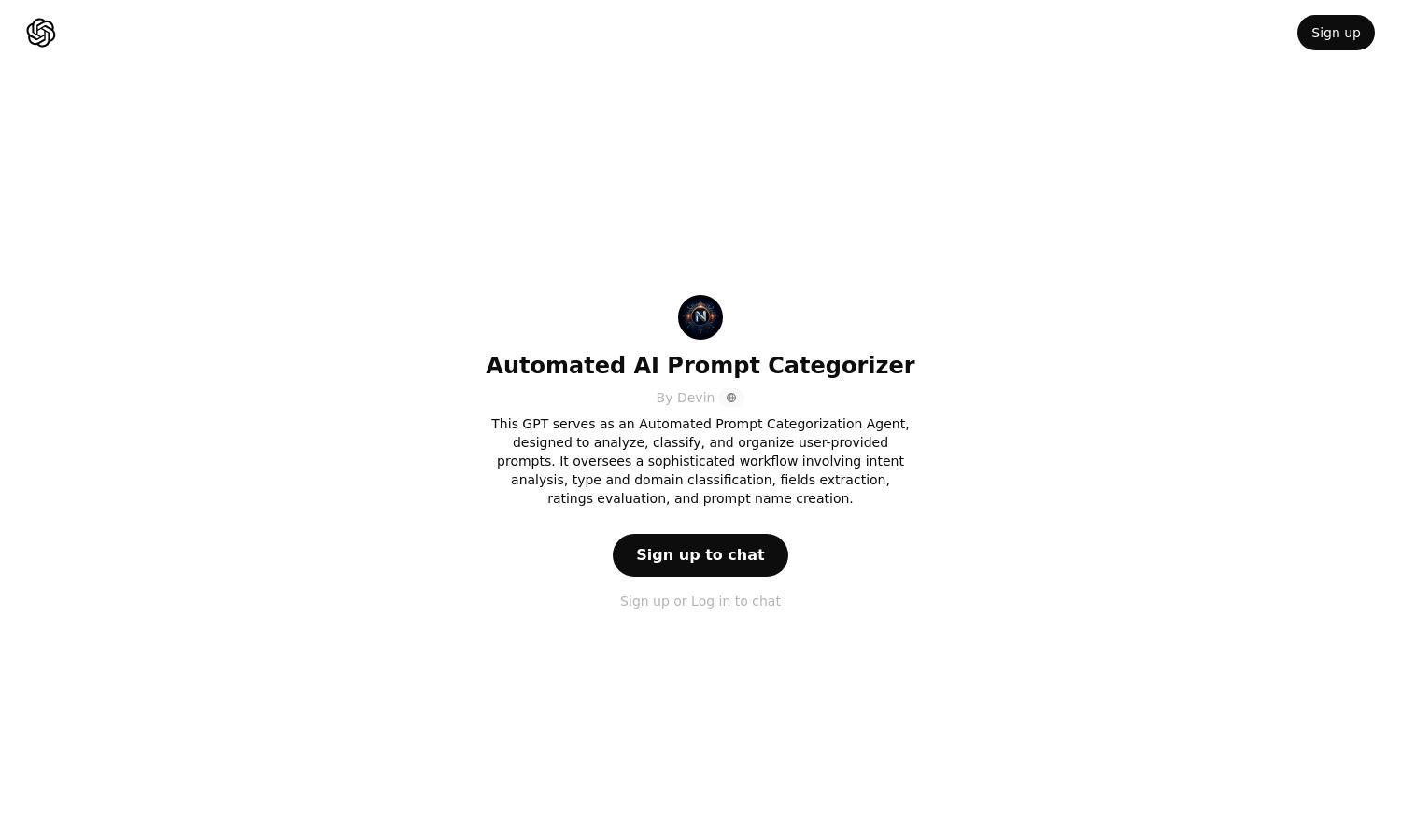 ChatGPT - Automated AI Prompt Categorizer Website