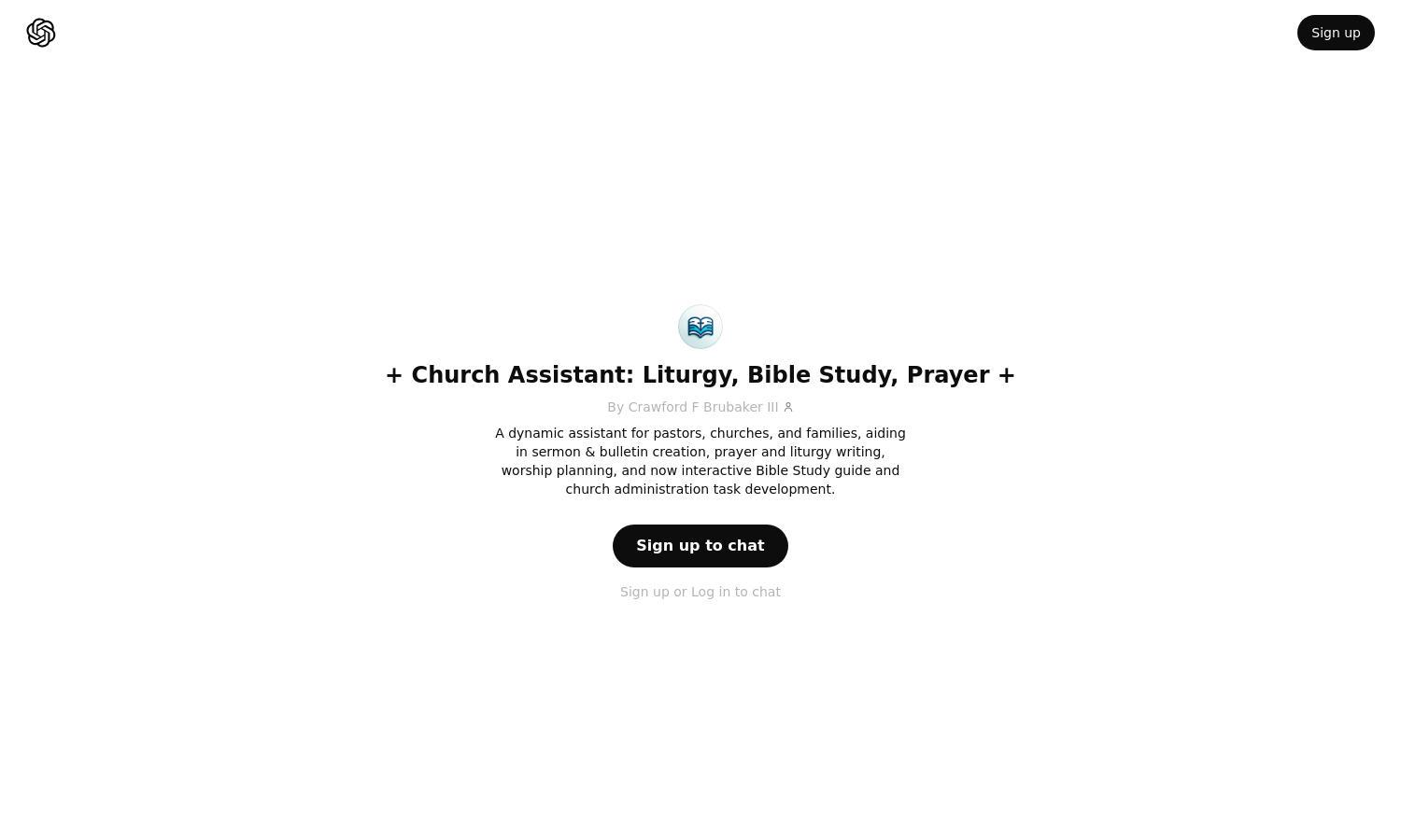 ChatGPT - + Church Assistant: Liturgy, Bible Study, Prayer + Website