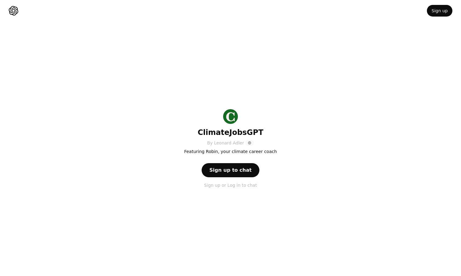 ChatGPT - ClimateJobsGPT Website