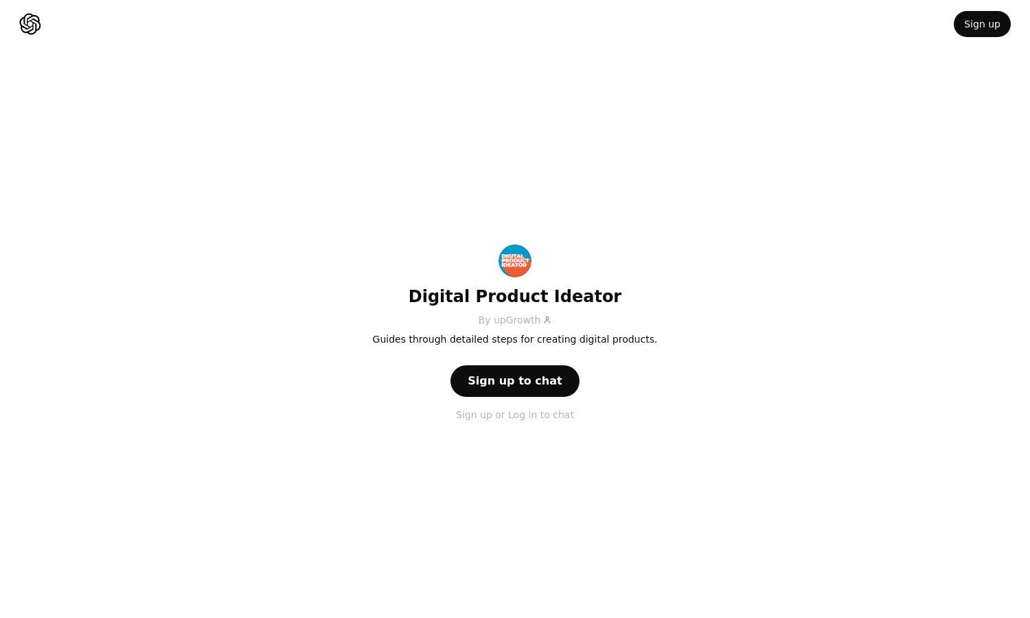 ChatGPT - Digital Product Ideator Website