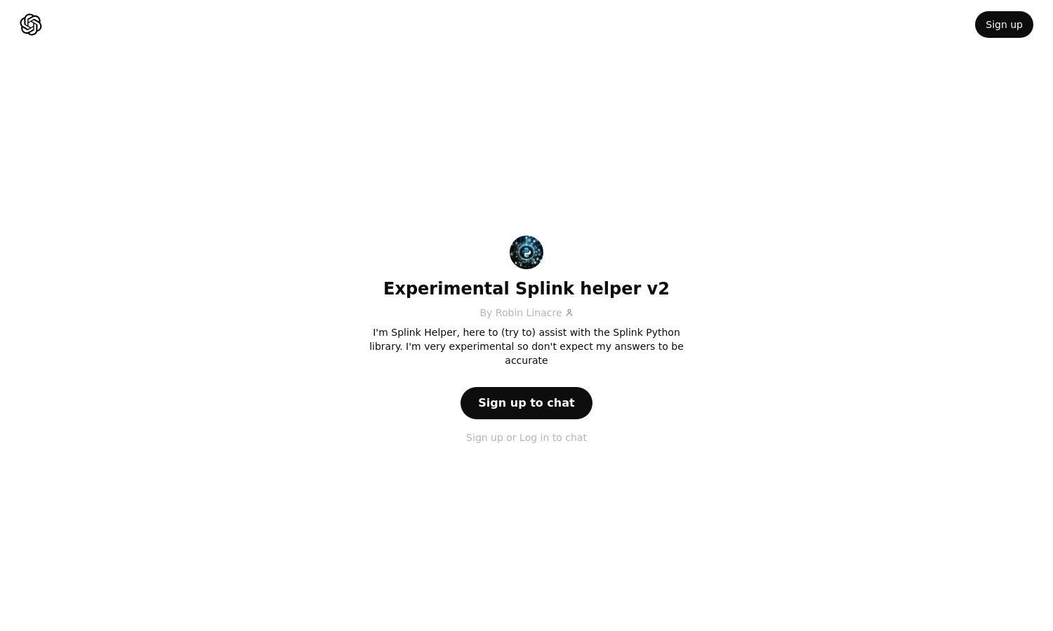 ChatGPT - Experimental Splink helper v2 Website