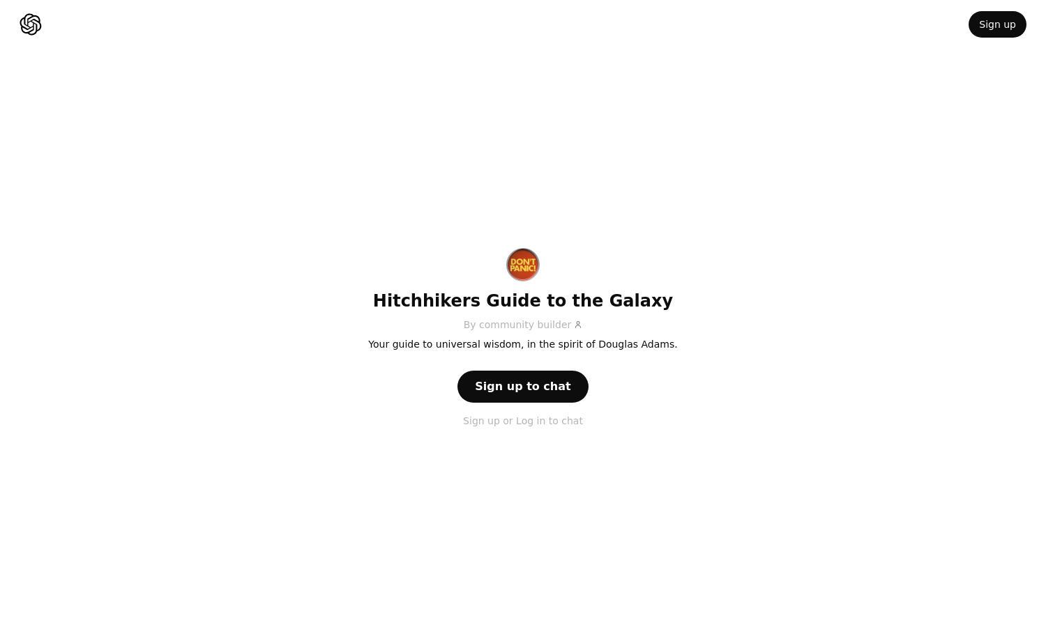 ChatGPT - Hitchhikers Guide to the Galaxy Website