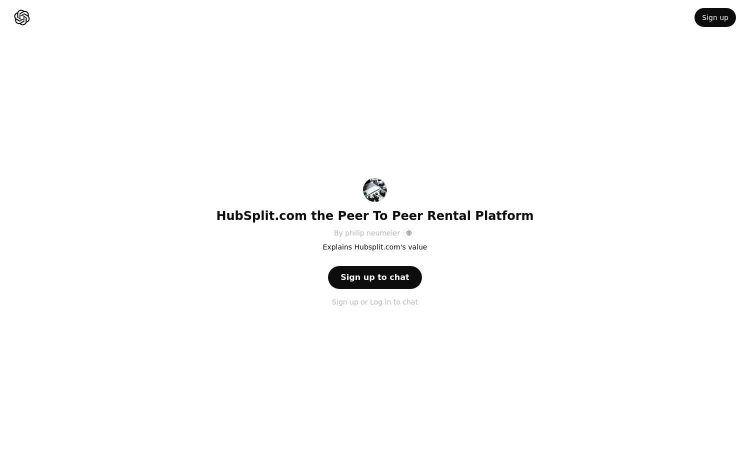 ChatGPT - HubSplit.com the Peer To Peer Rental Platform Website