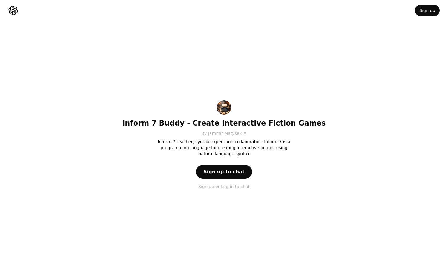 ChatGPT - Inform 7 Buddy - Create Interactive Fiction Games Website