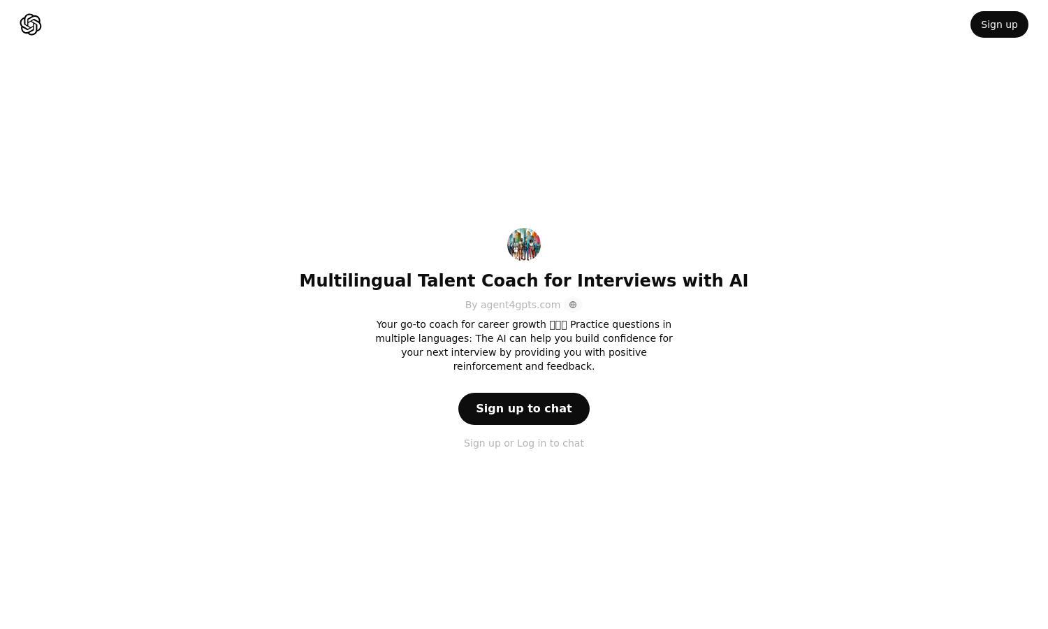 ChatGPT - Multilingual Talent Coach for Interviews with AI Website