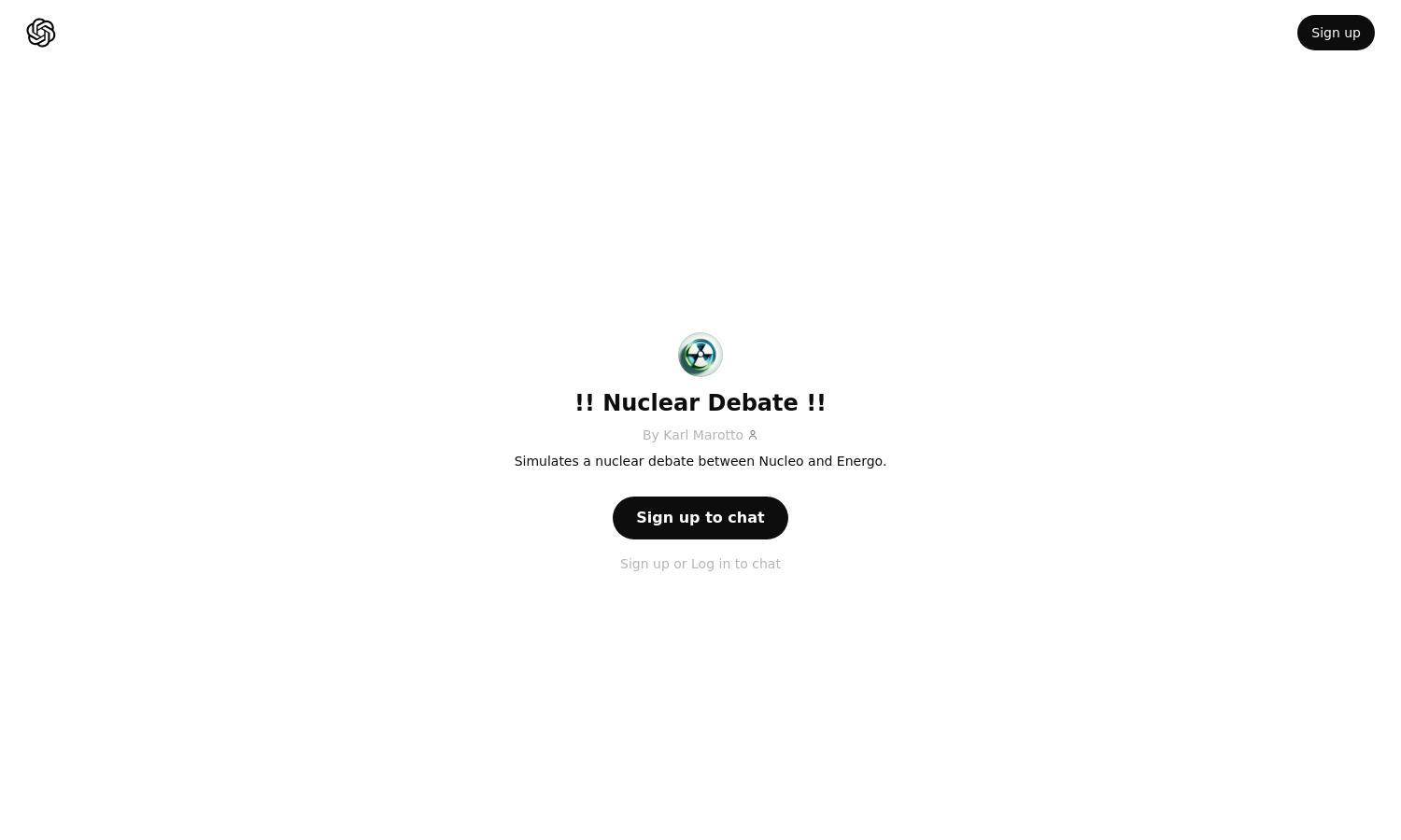 ChatGPT - !! Nuclear Debate !! Website