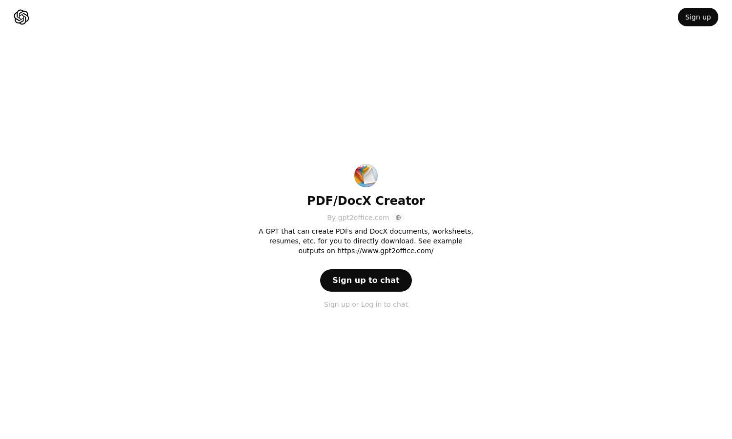 ChatGPT - PDF/DocX Creator Website