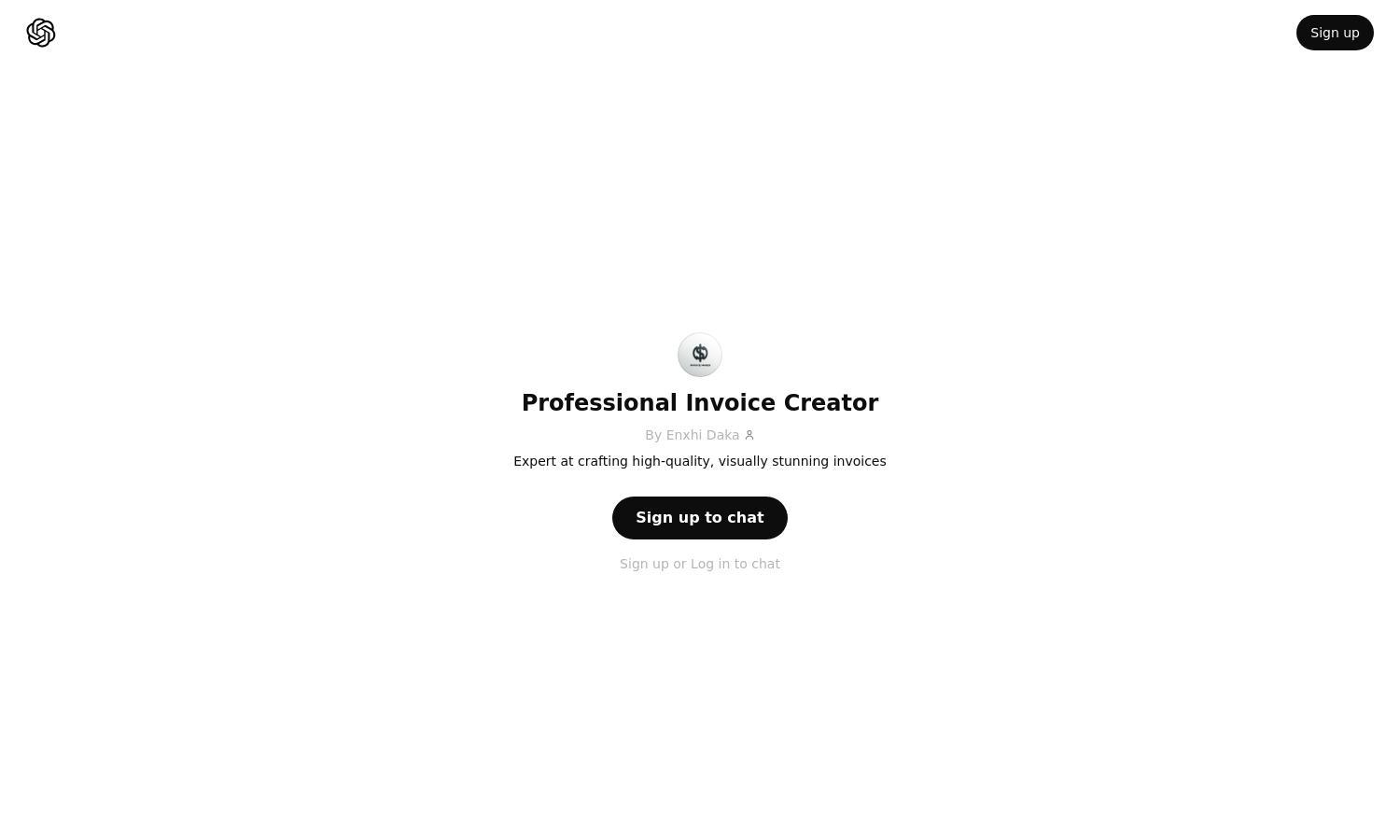 ChatGPT - Professional Invoice Creator Website