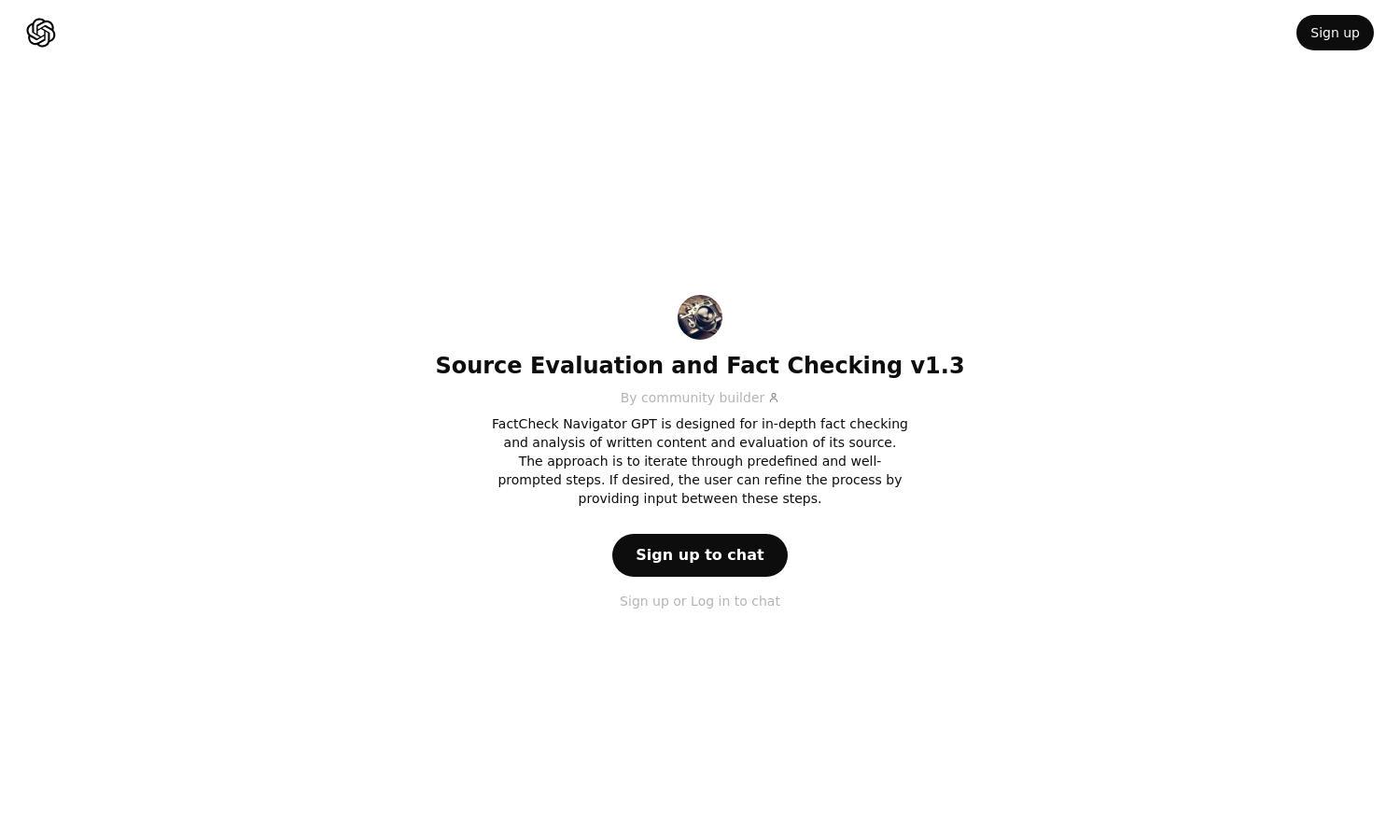 ChatGPT - Source Evaluation and Fact Checking v1.3 Website