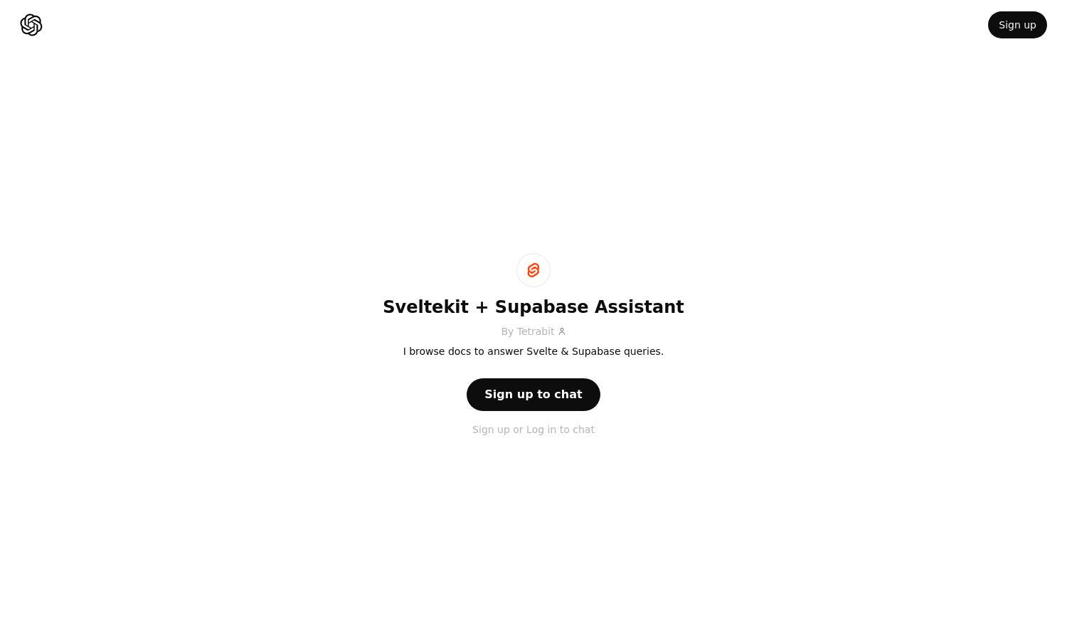 ChatGPT - Sveltekit + Supabase Assistant Website