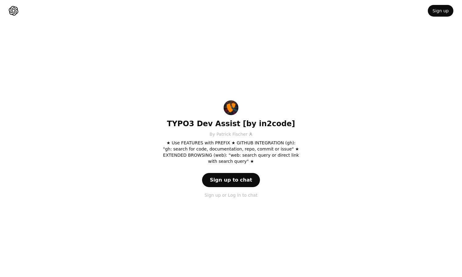 ChatGPT - TYPO3 Dev Assist [by in2code] Website