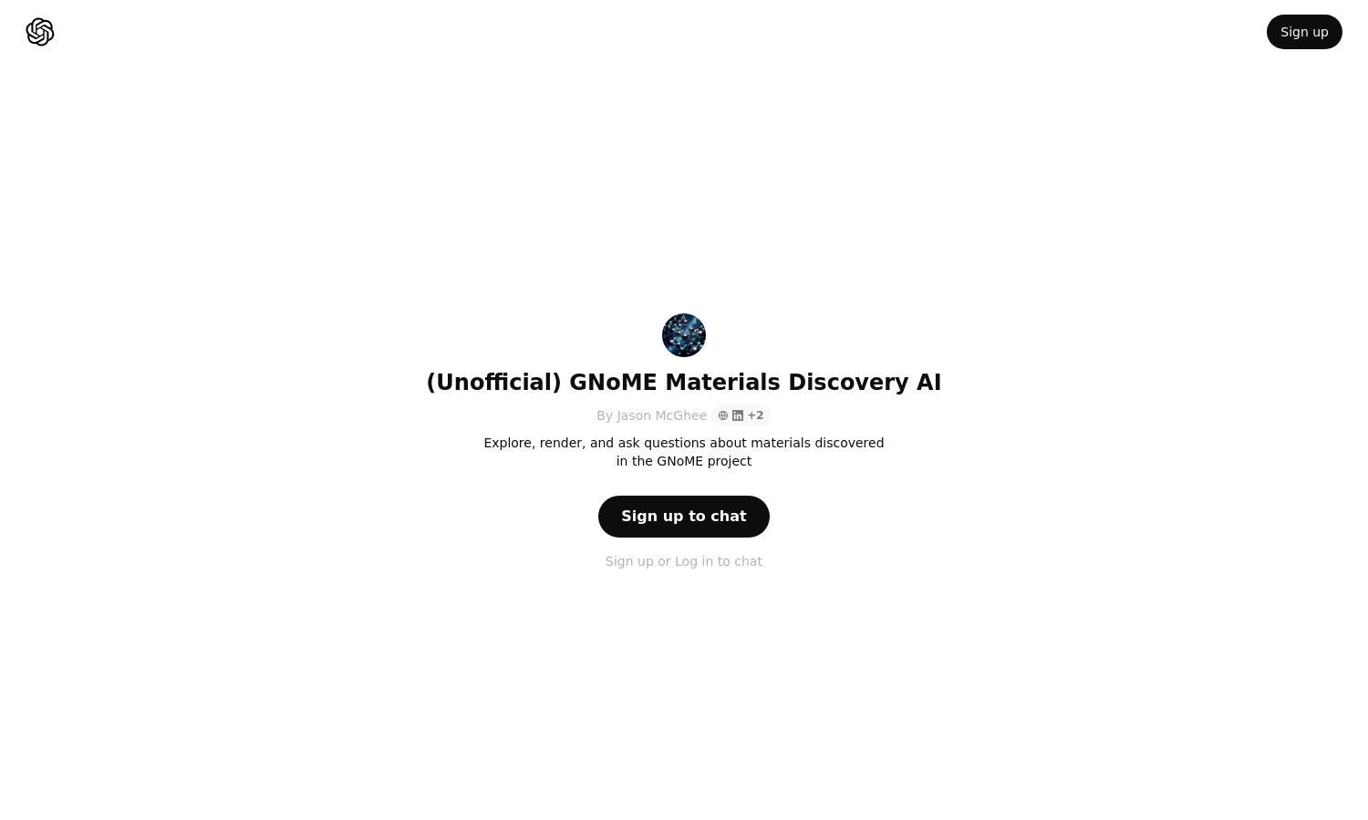 ChatGPT - (Unofficial) GNoME Materials Discovery AI Website