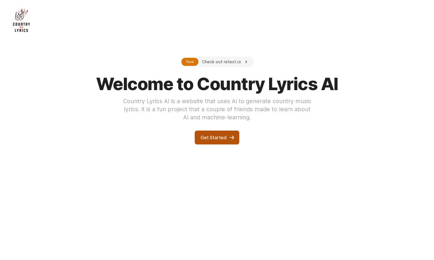 Country Lyrics AI Website