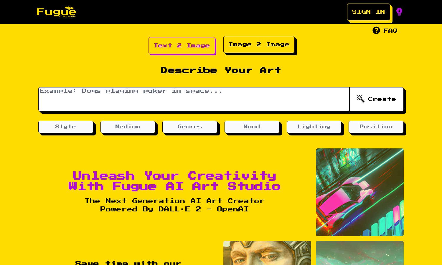 Fugue AI Art Studio Website