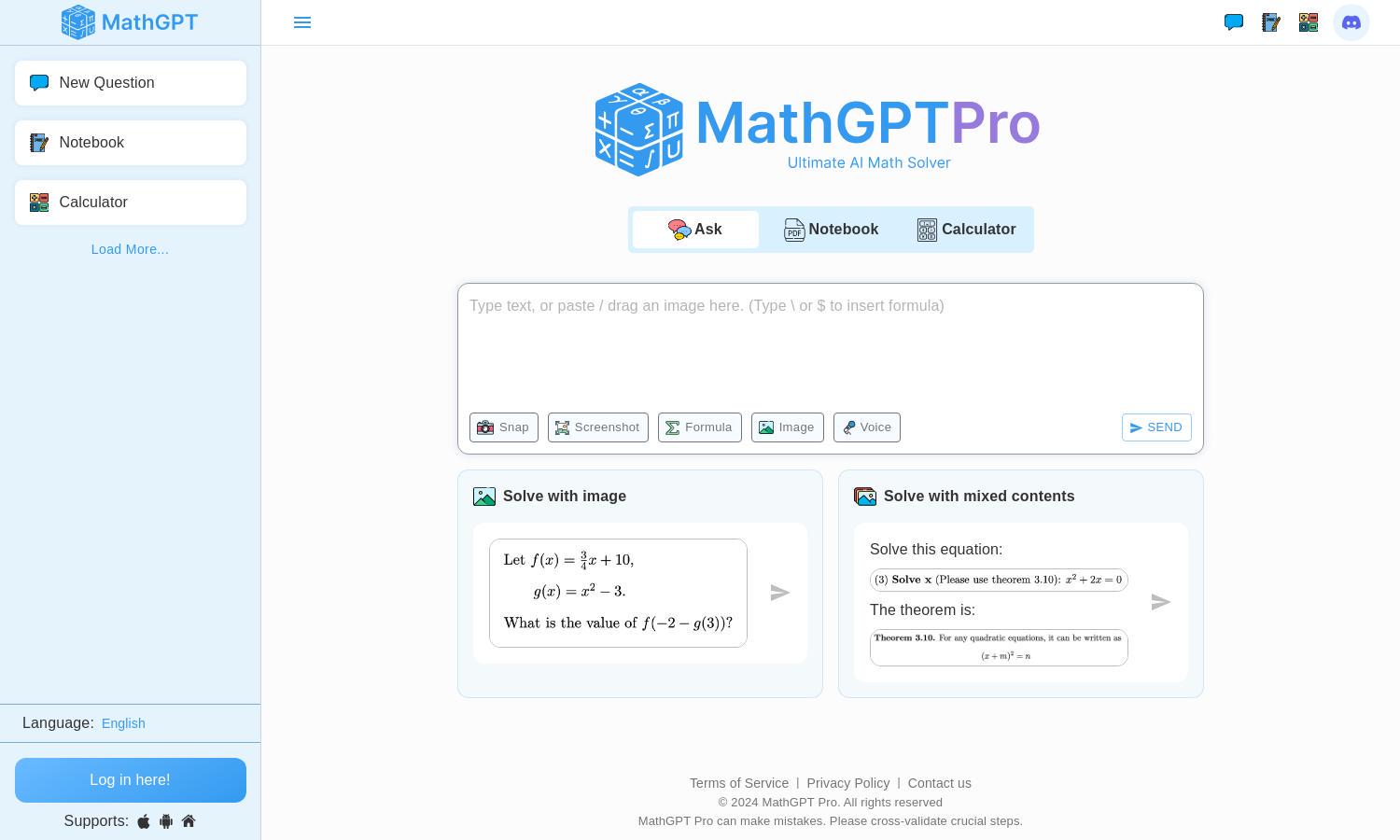 MathGPT Website