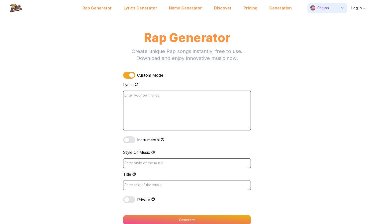 Rap Generator Website