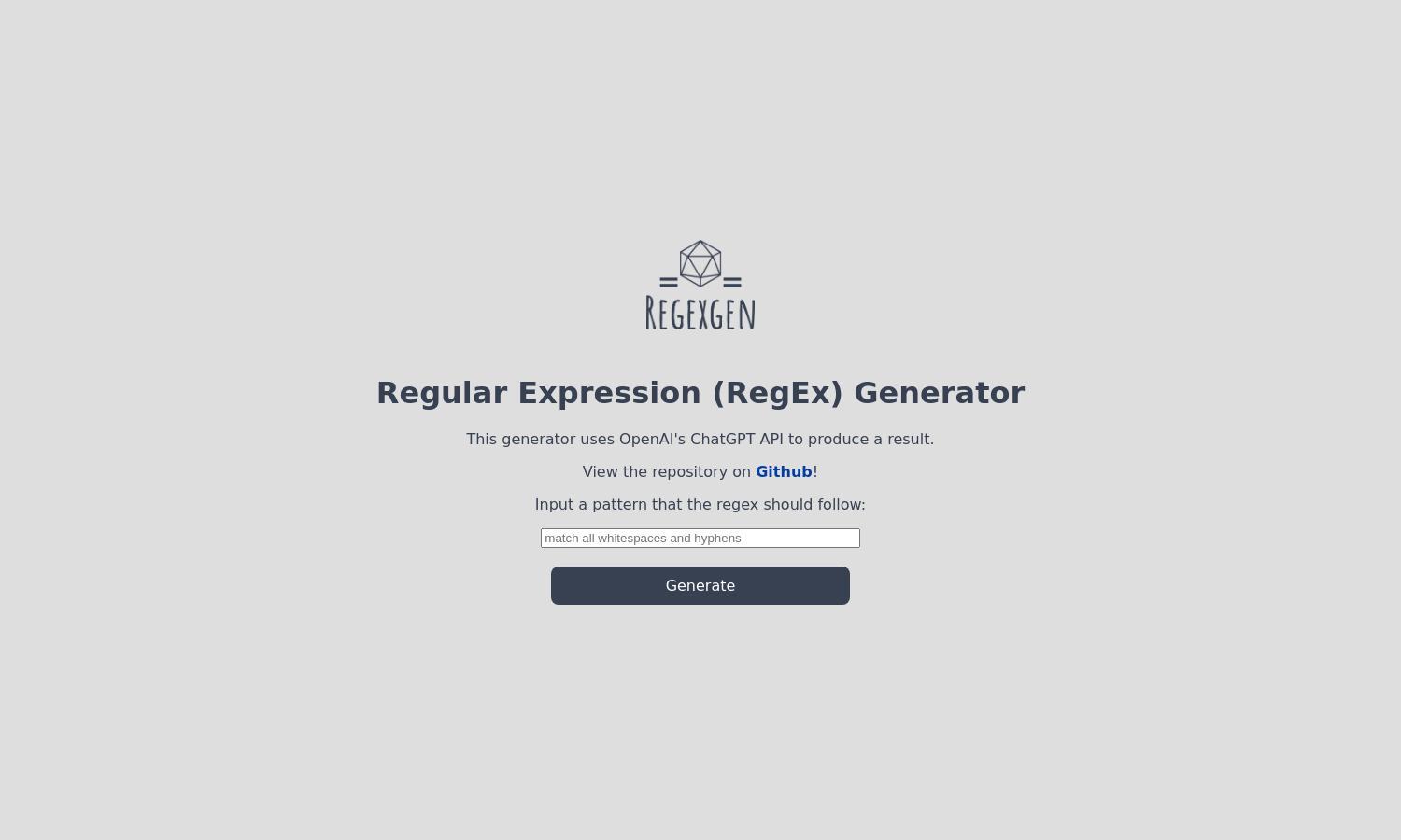 regEx Generator Website