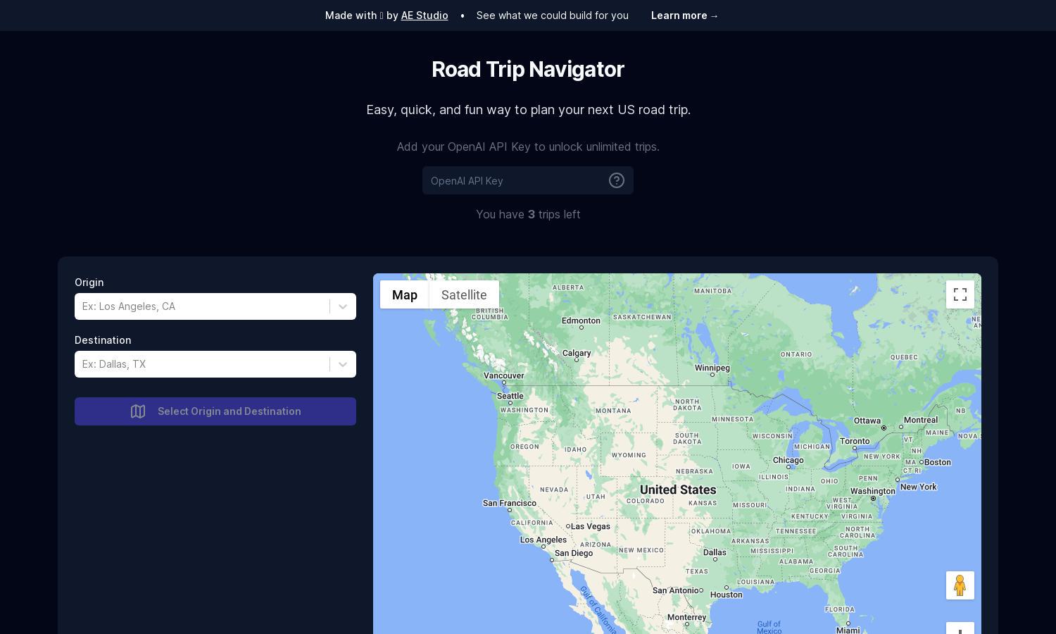 Road Trip Navigator Website