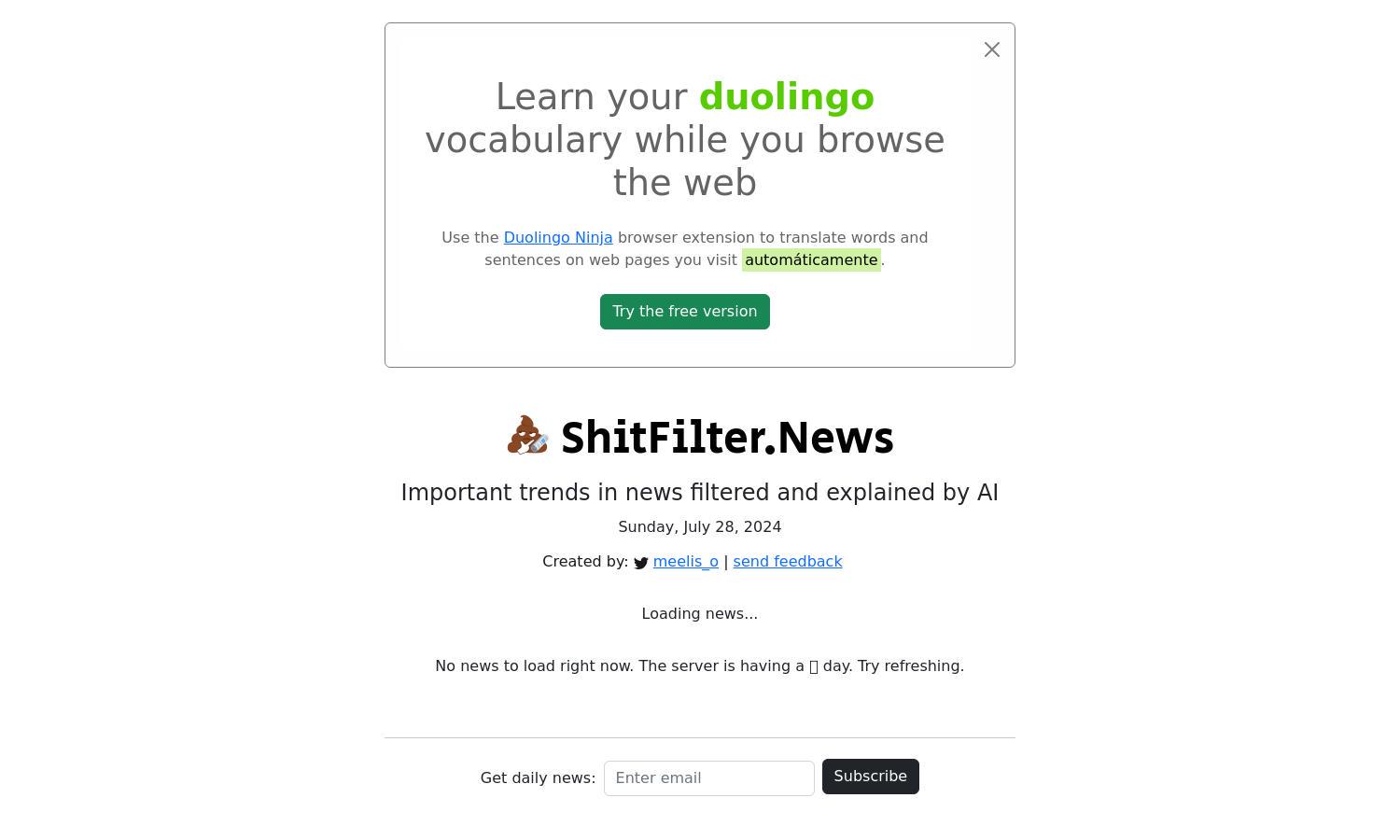 Shit Filter News Website