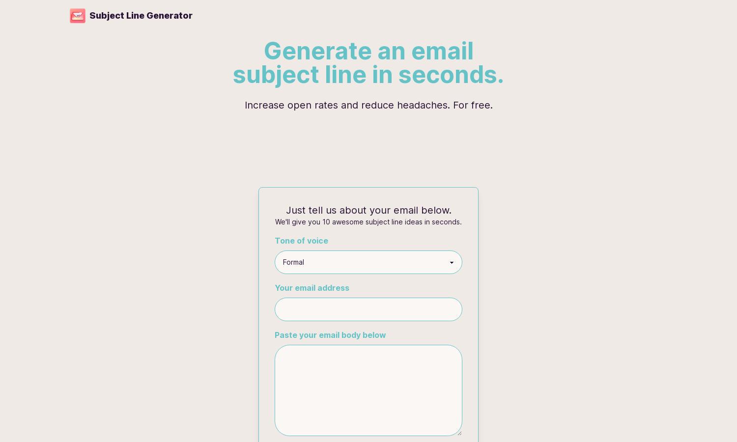 Subject Line Generator Website