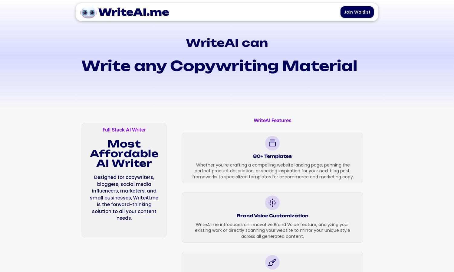 WriteAI.me Website