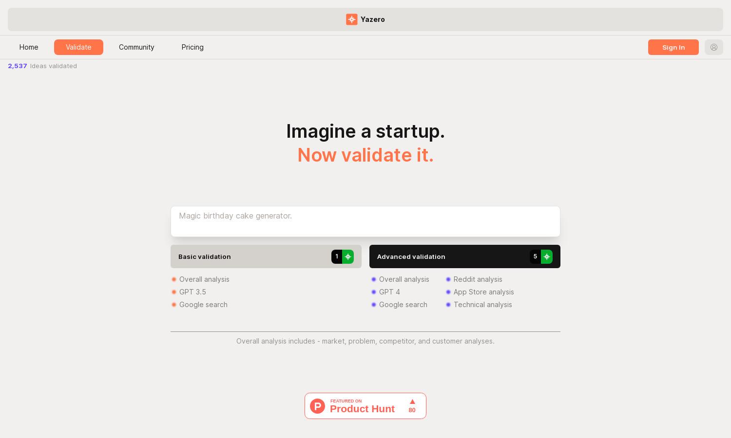 Yazero Validator Website